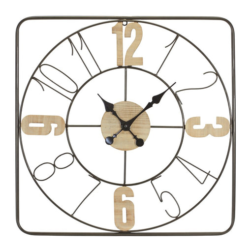 Melrose Modern Metal Frame Wall Clock/Natural Accents 23.5", Brown - 85307DS