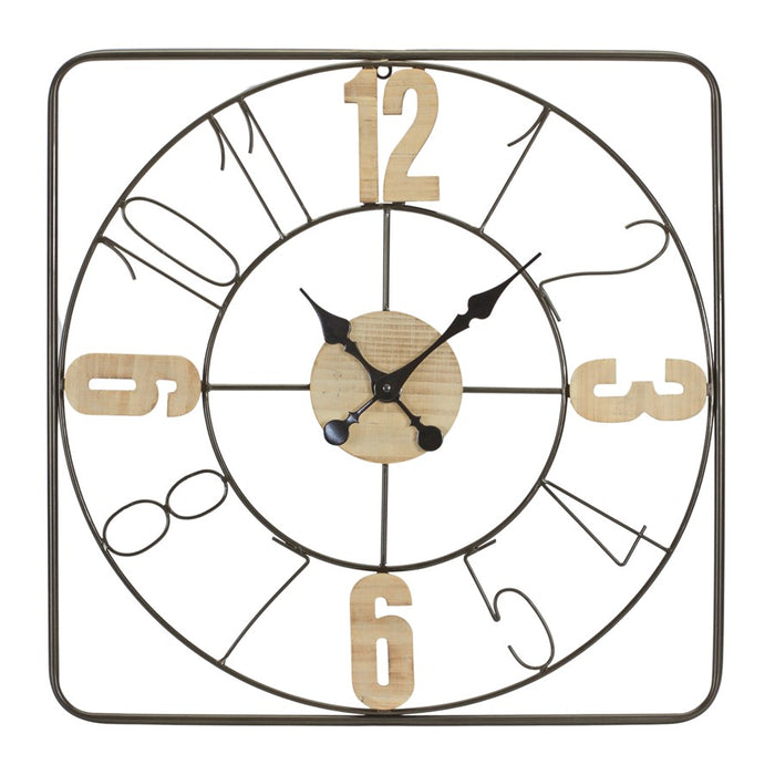 Melrose Modern Metal Frame Wall Clock/Natural Accents 23.5", Brown - 85307DS