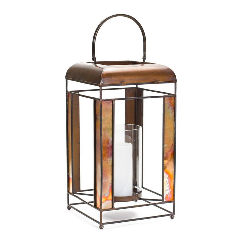 Melrose International Bronze Metal Candle Holder/Glass Hurricane Stand - 85320DS