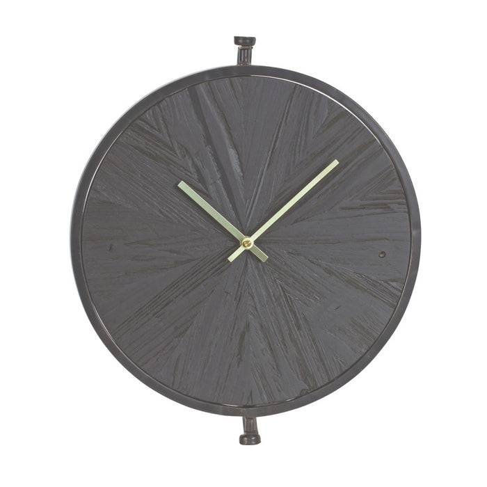 Melrose Modern Wood Wall Clock/Suspended Stand 16.25"D, Black - 85324DS
