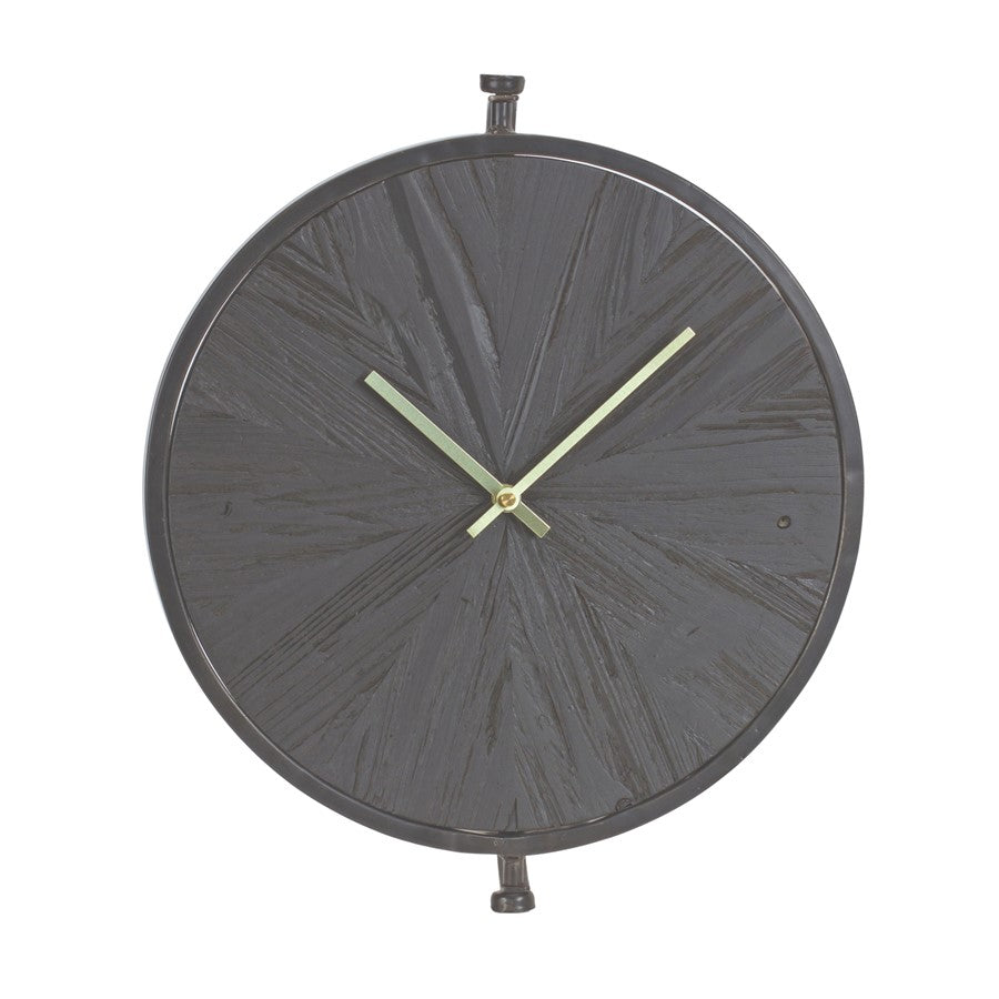 Melrose Modern Wood Wall Clock/Suspended Stand 16.25"D, Black - 85324DS