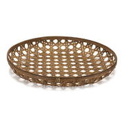 Melrose International Large Round Bamboo Wooden Tray 26"D, Brown - 85337DS