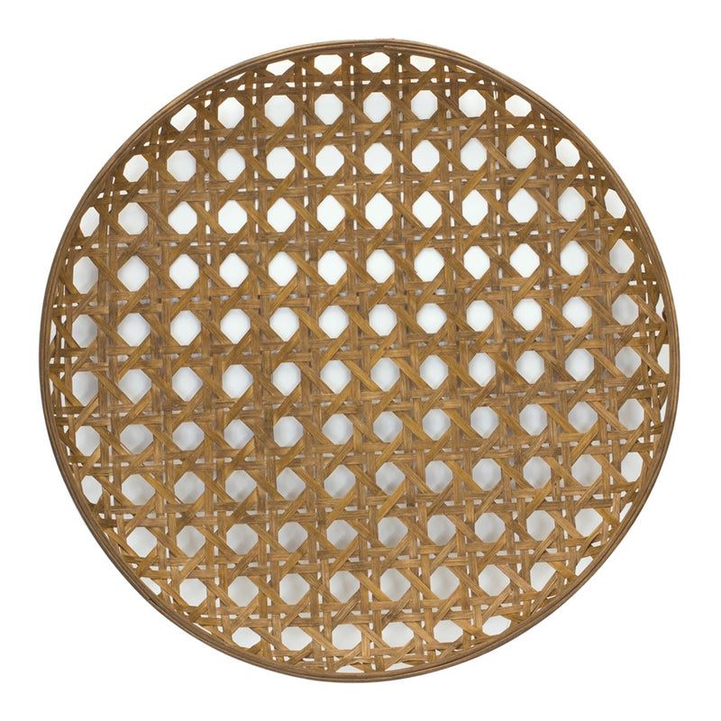 Melrose International Large Round Bamboo Wooden Tray 26"D, Brown