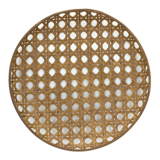 Melrose International Large Round Bamboo Wooden Tray 26"D, Brown