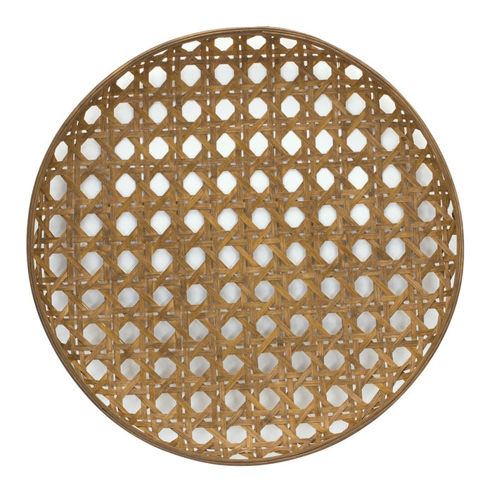 Melrose International Large Round Bamboo Wooden Tray 26"D, Brown