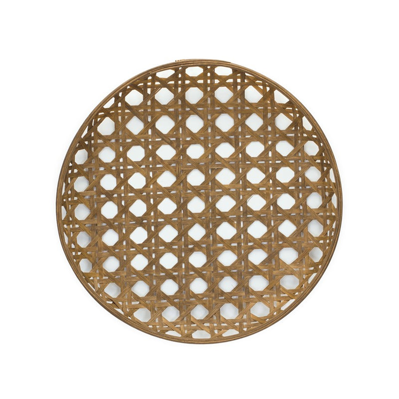 Melrose International Large Round Bamboo Wooden Tray 22.25"D, Brown