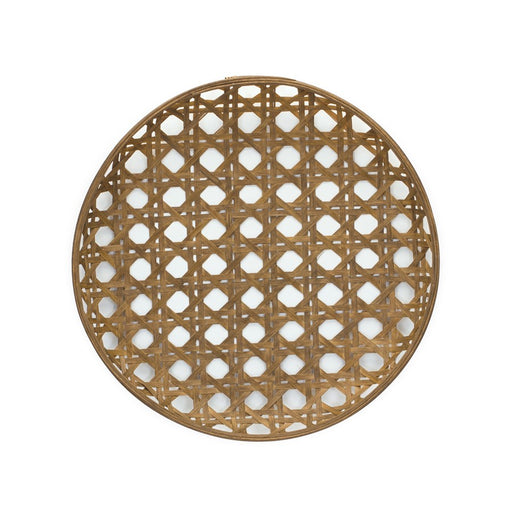 Melrose International Large Round Bamboo Wooden Tray 22.25"D, Brown