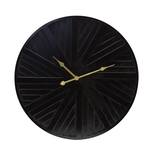 Melrose International Modern Wood Wall Clock/Gold Hands 19.5"D, Black - 85339DS