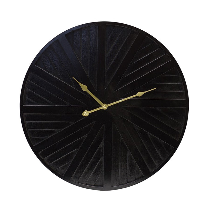 Melrose International Modern Wood Wall Clock/Gold Hands 19.5"D, Black - 85339DS
