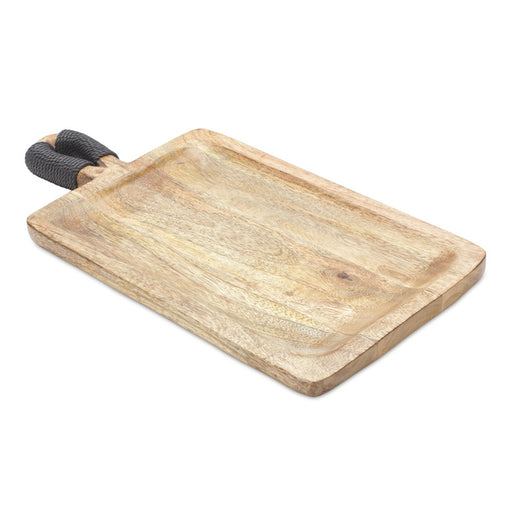 Melrose Mango Wood Cutting Board Style Tray, Set of 2, Brown/Black