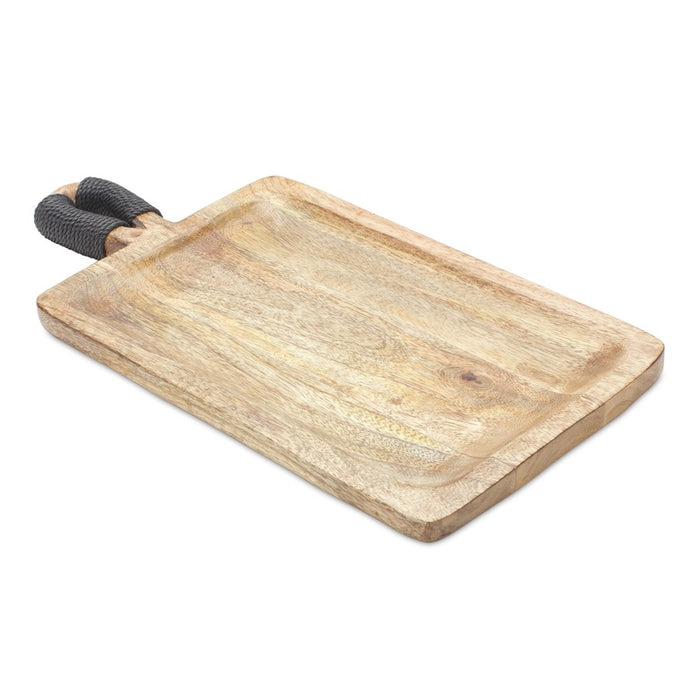 Melrose Mango Wood Cutting Board Style Tray, Set of 2, Brown/Black