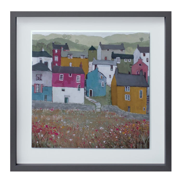 Melrose Wood Framed House Print, Set of 2, Grey/Blue/Green