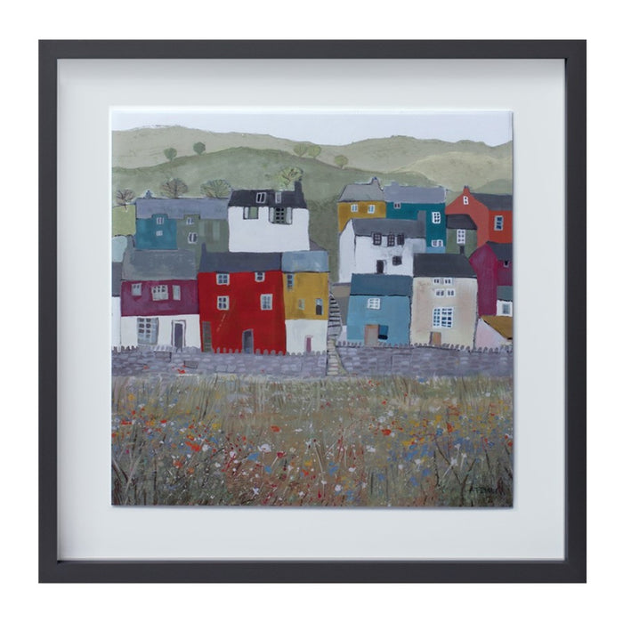 Melrose Wood Framed House Print, Set of 2, Grey/Blue/Green