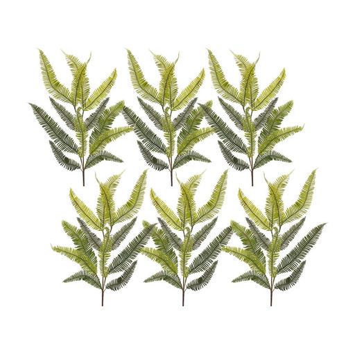 Melrose Varigated Fern Foliage Spray, Set of 6, Green/Brown - 85355DS