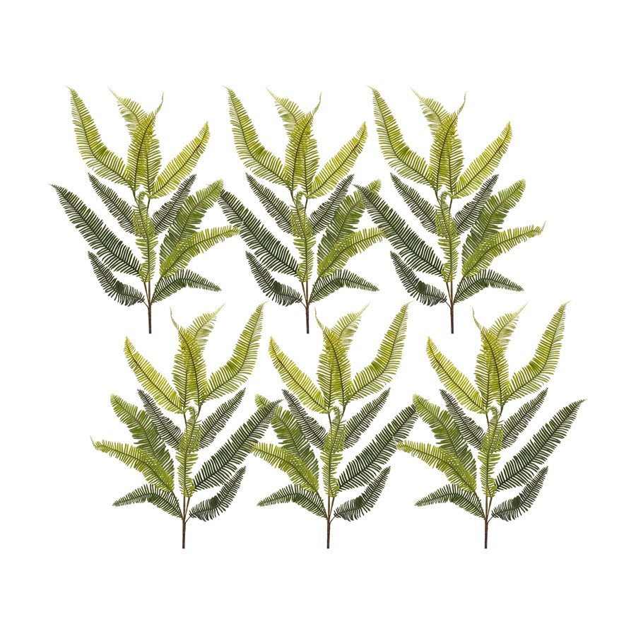 Melrose Varigated Fern Foliage Spray, Set of 6, Green/Brown - 85355DS