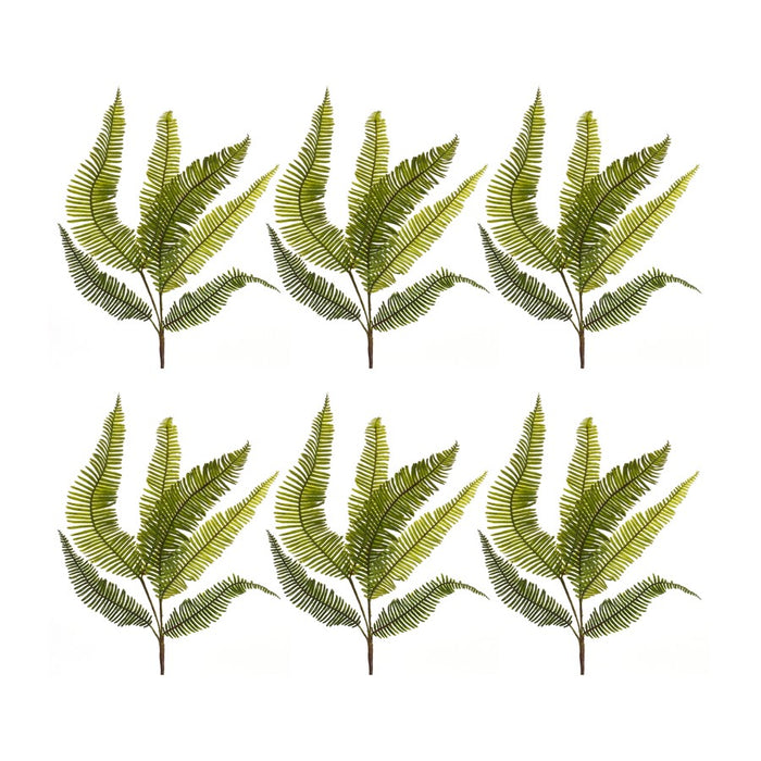 Melrose Varigated Fern 28" Foliage Spray, Set of 6, Green/Brown - 85356DS
