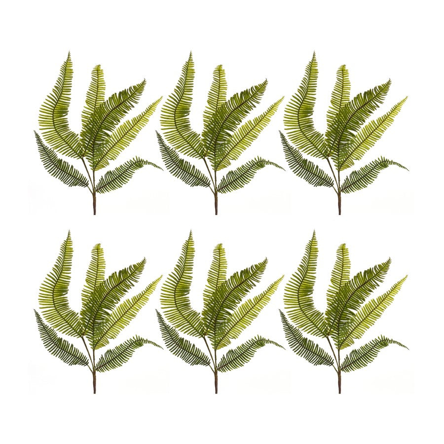 Melrose Varigated Fern 28" Foliage Spray, Set of 6, Green/Brown - 85356DS