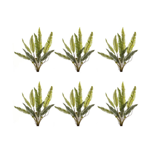 Melrose Varigated Fern Foliage Bush, Set of 6, Green/Brown - 85357DS