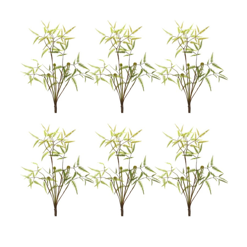 Melrose Mini Fern Foliage Bush/Sprout Accent, Set of 6, Green/Brown - 85358DS
