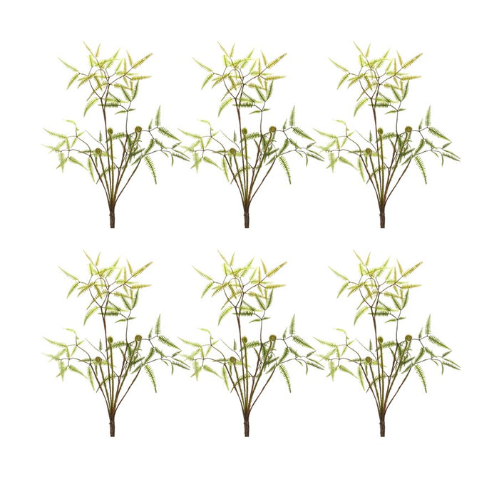 Melrose Mini Fern Foliage Bush/Sprout Accent, Set of 6, Green/Brown - 85358DS