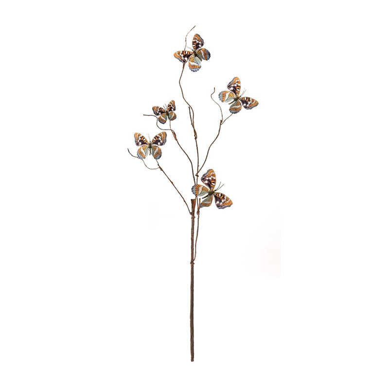 Melrose Wire Butterfly Spray (Set of 6), Orange/Blue/Brown