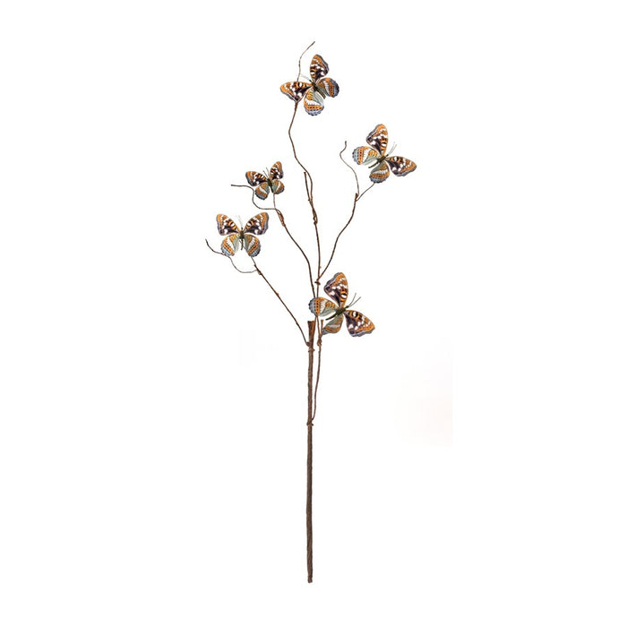 Melrose Blue/Orange Wire Butterfly Spray, Set of 6, Orange/Blue/Brown