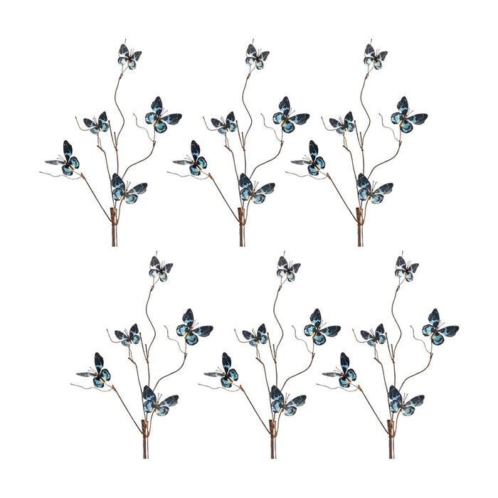 Melrose Blue/Black Wire Butterfly Spray, Set of 6, Blue/Brown - 85364DS