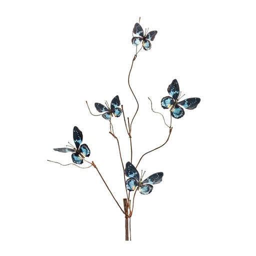 Melrose Blue/Black Wire Butterfly Spray, Set of 6, Blue/Brown