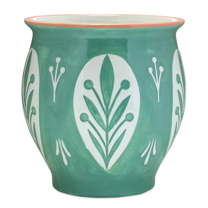 Melrose Decorative Ceramic Pot, Set of 2, Yellow/Green/White