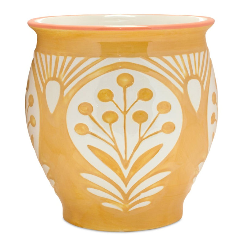 Melrose Decorative Ceramic Pot, Set of 2, Yellow/Green/White