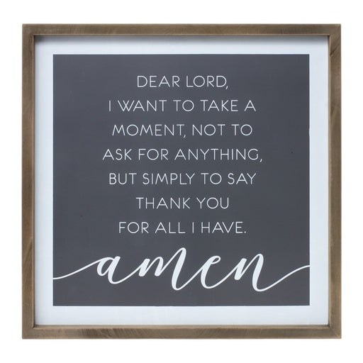 Melrose Wooden Thank You Prayer Plaque 19.75"SQ, White/Brown - 85395DS