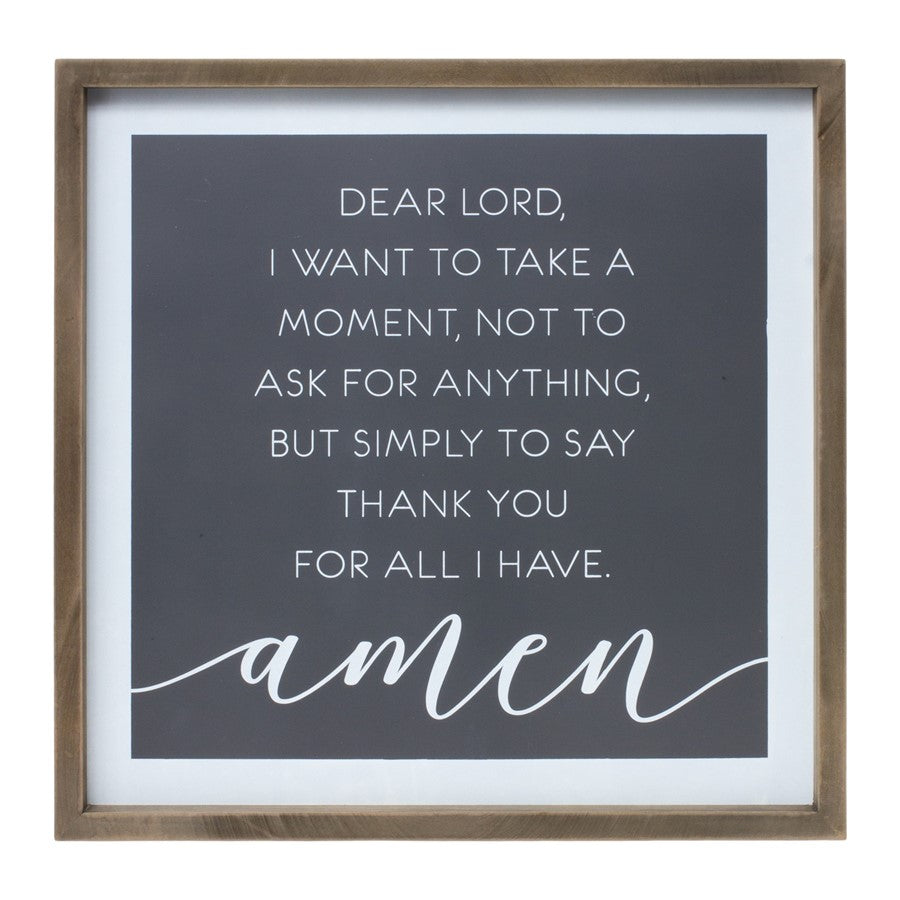 Melrose Wooden Thank You Prayer Plaque 19.75"SQ, White/Brown - 85395DS