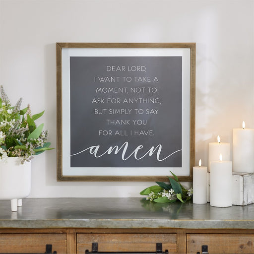 Melrose Wooden Thank You Prayer Plaque 19.75"SQ, White/Brown