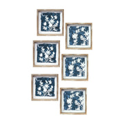 Melrose Wood Framed Floral Outline Print, Set of 6, White/Blue/Brown - 85399DS