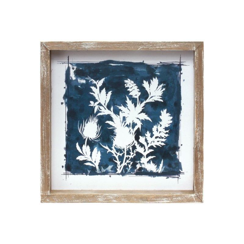 Melrose Wood Framed Floral Outline Print, Set of 6, White/Blue/Brown