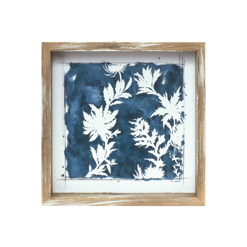 Melrose Wood Framed Floral Outline Print, Set of 6, White/Blue/Brown