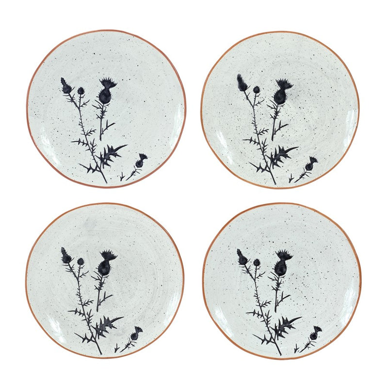 Melrose Rustic Thistle Etched Plate/Speckled, Set of 2, Black/White - 85402DS