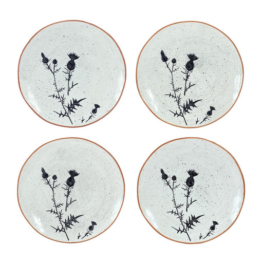 Melrose Rustic Thistle Etched Plate/Speckled, Set of 2, Black/White - 85402DS