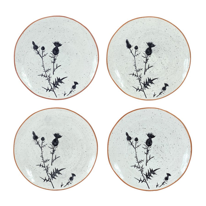 Melrose Rustic Thistle Etched Plate/Speckled, Set of 2, Black/White - 85402DS