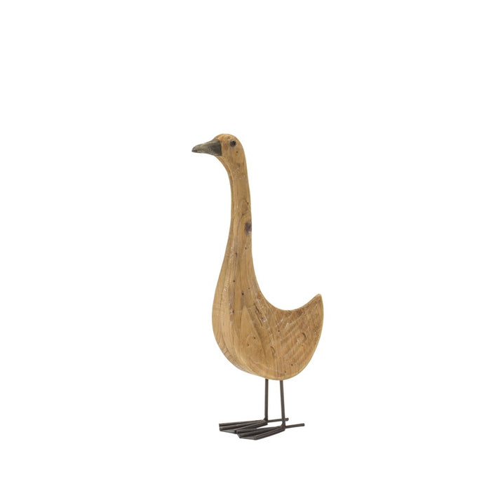 Melrose Natural Fir Wood Goose Figurine/Rustic, Brown/Black