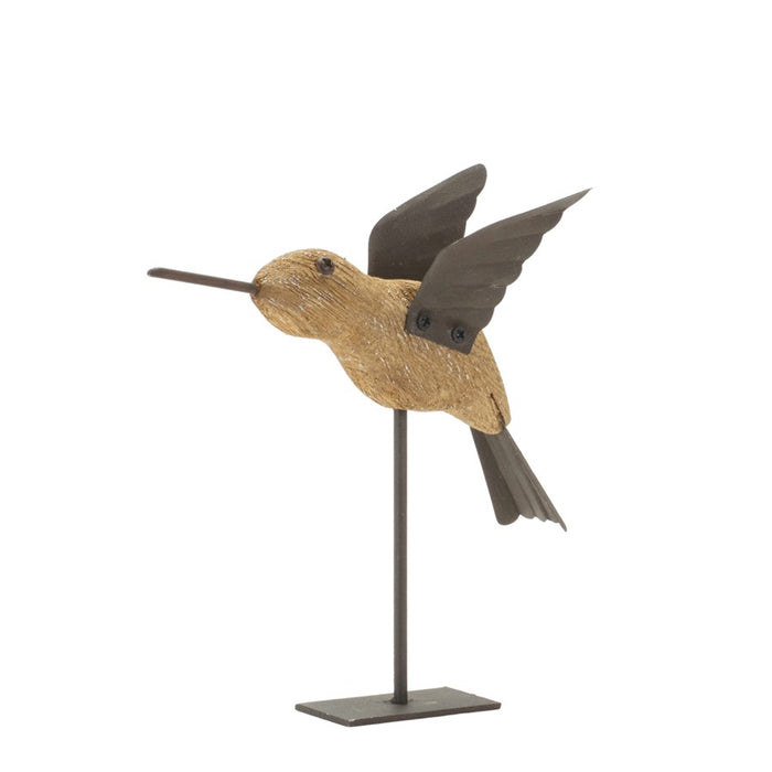 Melrose Natural Fir Wood Bird Figurine/Rustic Metals/Set, Brown/Black