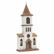 Melrose Lighted Natural Wooden Church Display/Rustic Metal Accents 25 - 85413DS