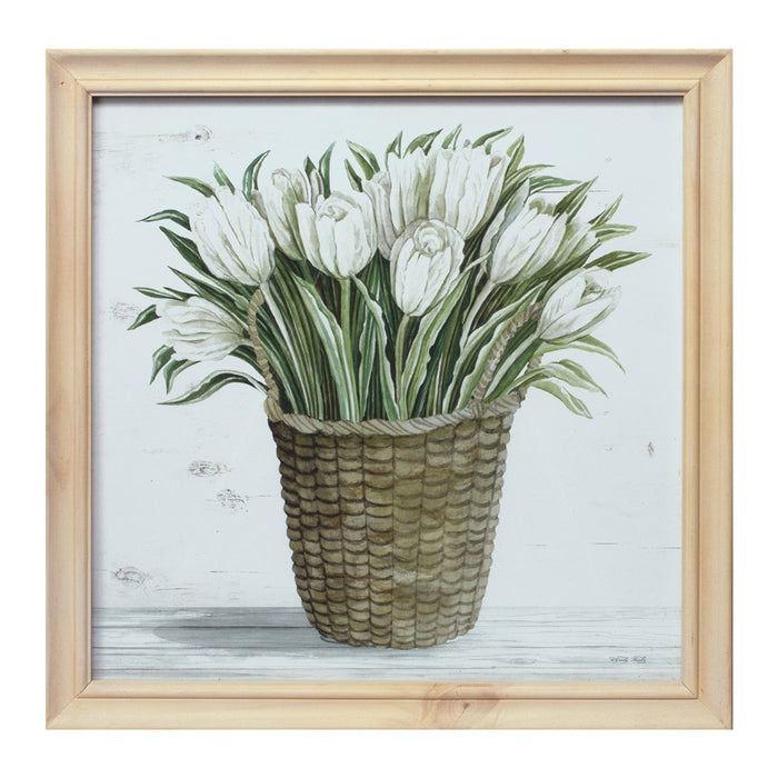 Melrose Framed Floral Basket Print, Set of 217"SQ/Glass, Brown