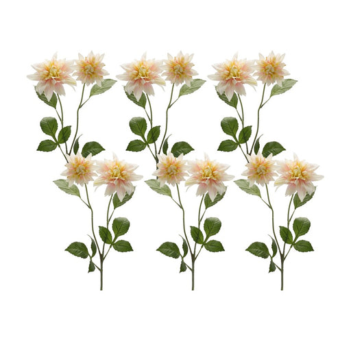 Melrose Blush Pink Dahlia Flower Stem, Set of 6, Pink/Green - 85418DS
