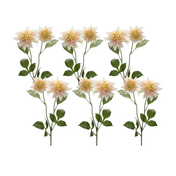 Melrose Blush Pink Dahlia Flower Stem, Set of 6, Pink/Green - 85418DS