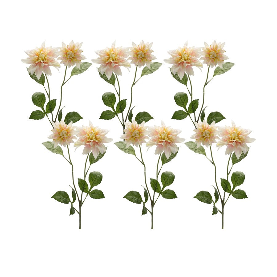 Melrose Blush Pink Dahlia Flower Stem, Set of 6, Pink/Green - 85418DS