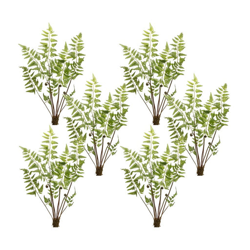 Melrose Varigated Fern Bundle/Sprout Accents, Set of 6, Green/Brown - 85421DS