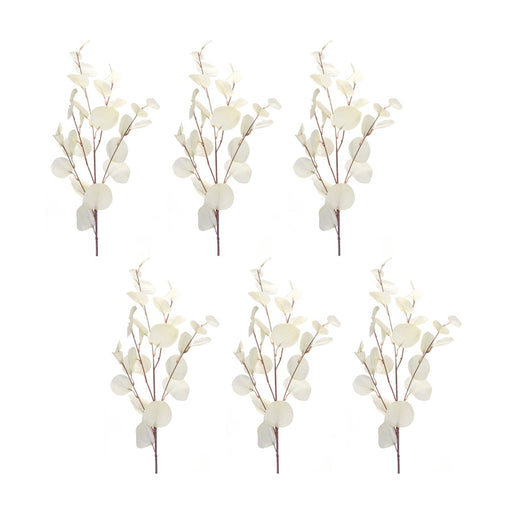 Melrose Ivory Slvr Dollar Eucalyptus Leaf Spray (Set of 6), White - 85428DS