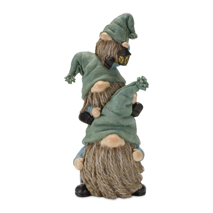 Melrose Stone Garden Gnome Stacking Figurine, Set of 4, Blue/Brown