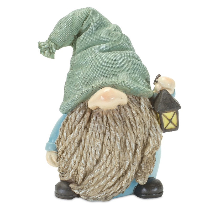 Melrose Stone Gnome Figurine/Bird/Lantern Accent, Set of 4, Blue
